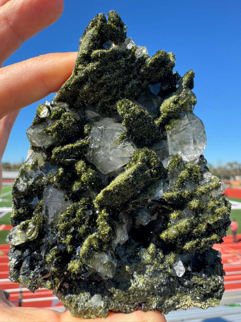 Epidote with Quartz – Sparkling Green Crystal Cluster – Turkey | Collector Specimen