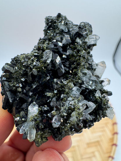 Black & Green Epidote with Quartz – Natural Crystal Specimen | Collector Mineral