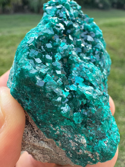 Natural Dioptase Crystal on Matrix – Green Gem Cluster from Congo