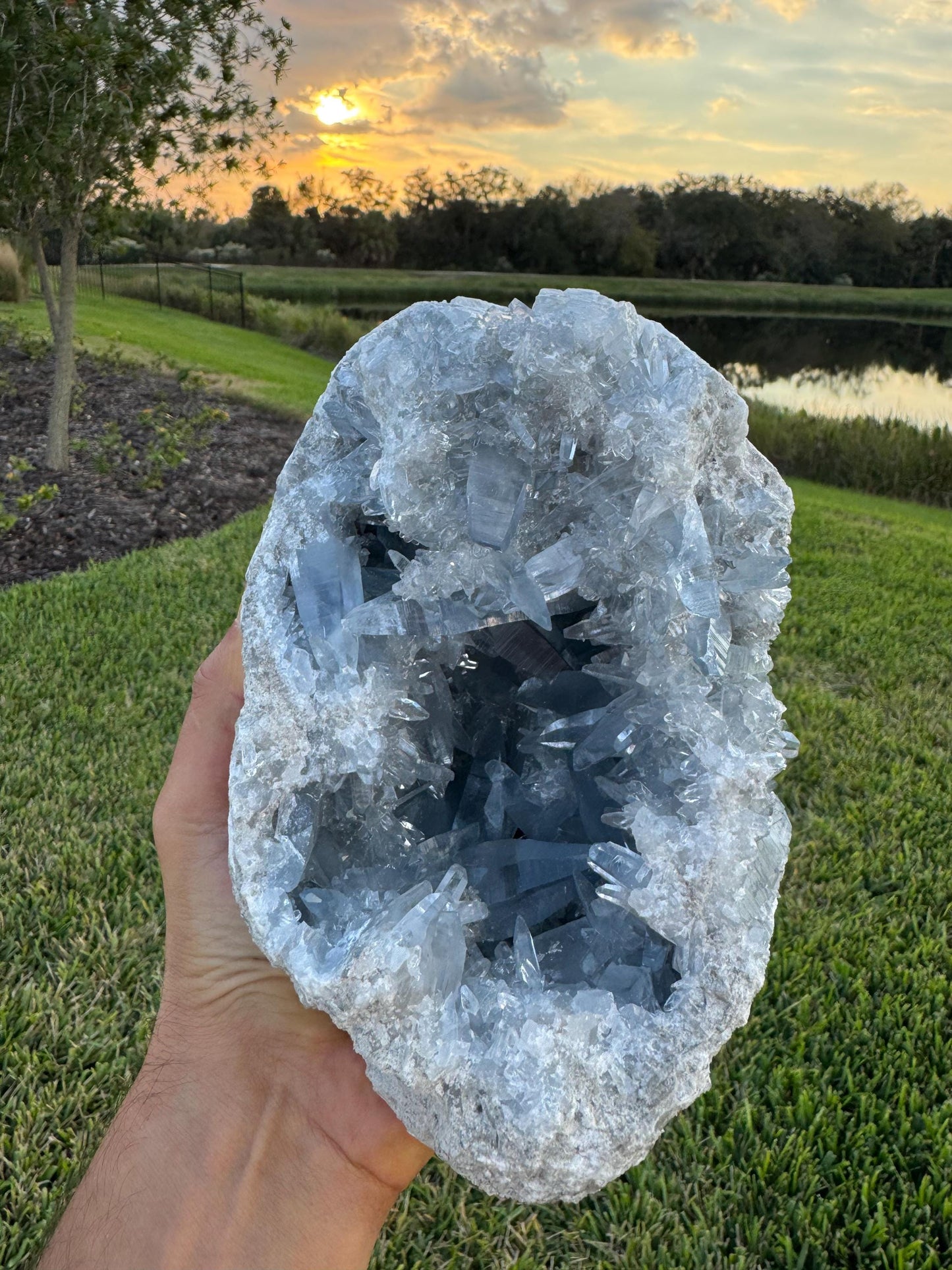 Large Celestite Geode from Madagascar – Rare Sharp Crystal Formation