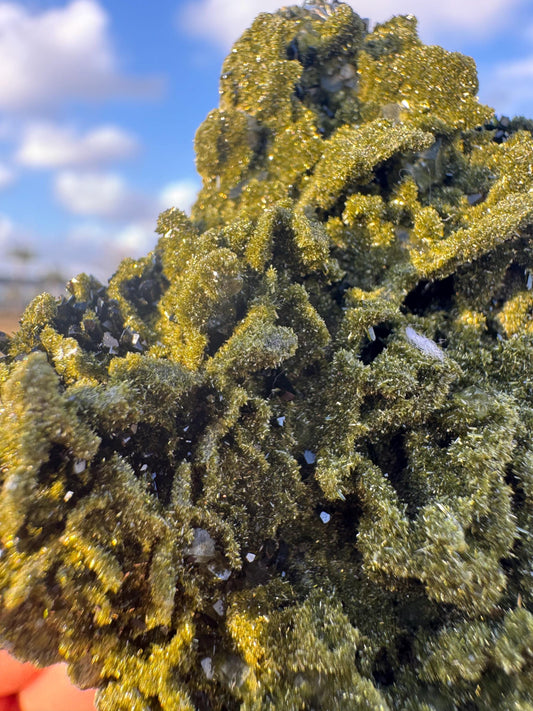 High-Grade Green Epidote with Quartz – Forest Green Crystal Cluster from Turkey