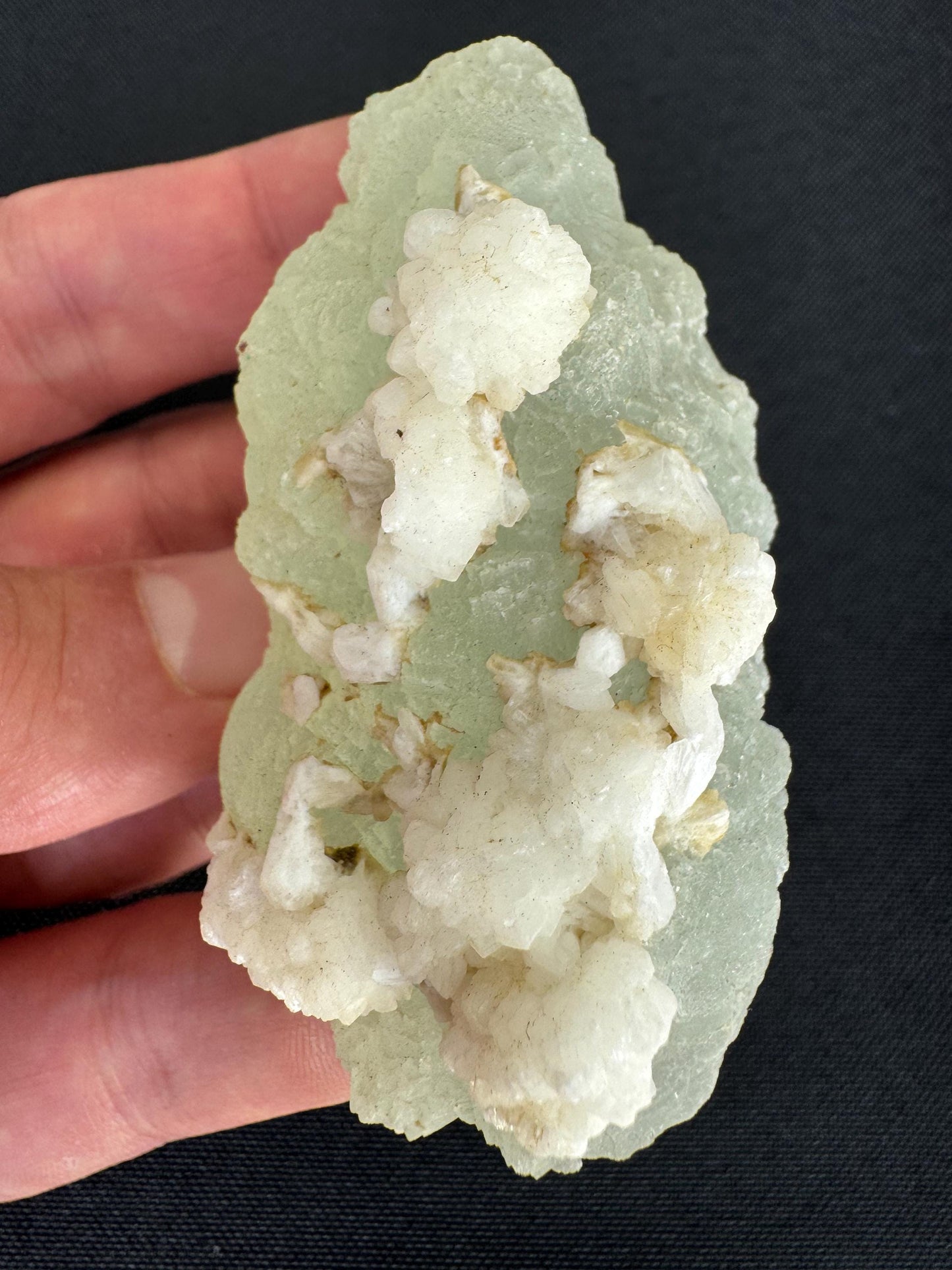 Prehnite with Calcite – Light Green Crystal from Mali – Rare Mineral Specimen (108 g)