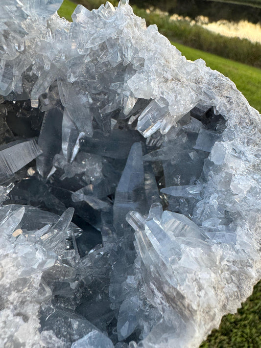 Large Celestite Geode from Madagascar – Rare Sharp Crystal Formation