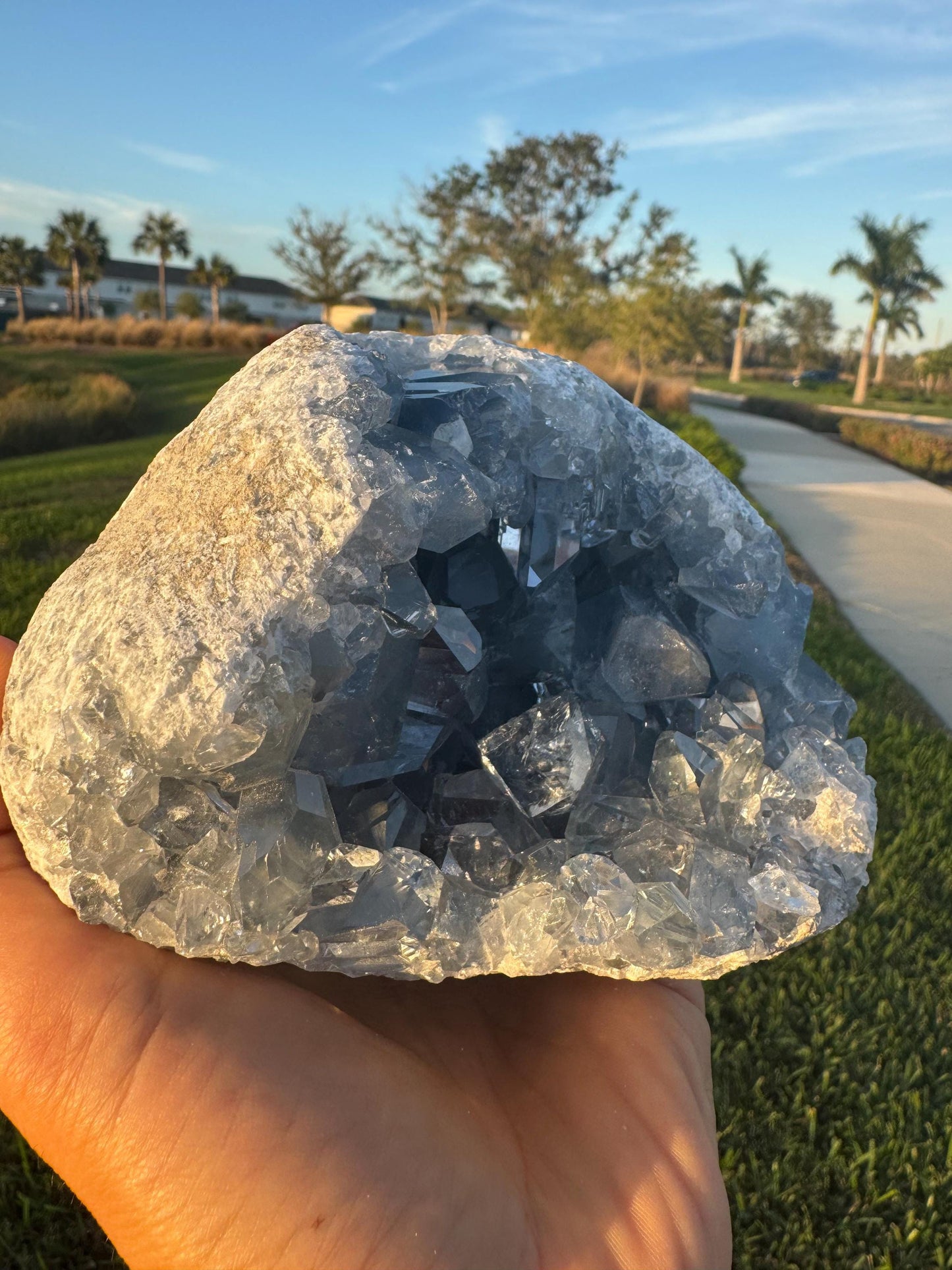 AAA Celestite Geode from Madagascar – Large Blue Crystals – Collector Decor Piece