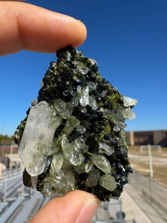 Turkish Quartz Crystal on Green Epidote Matrix - Natural Mineral Specimen