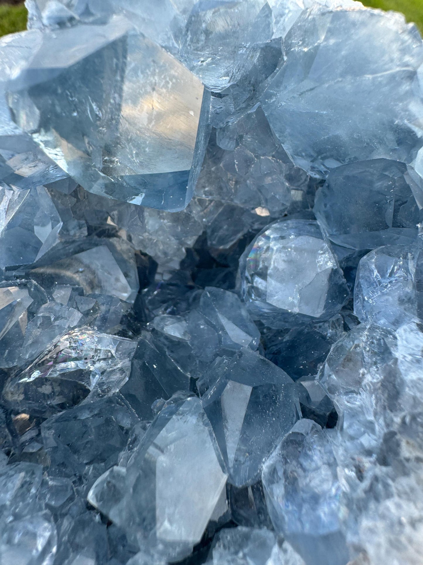 Celestite Moon-Shaped Cluster from Madagascar – Blue Celestine Geode