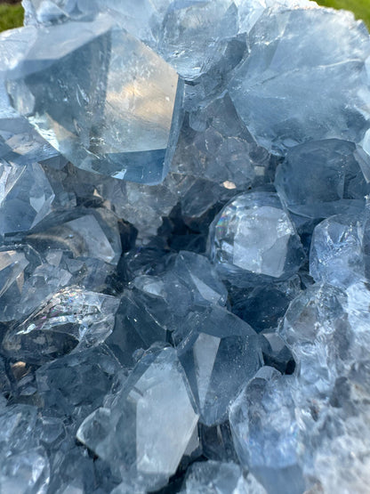 Celestite Moon-Shaped Cluster from Madagascar – Blue Celestine Geode
