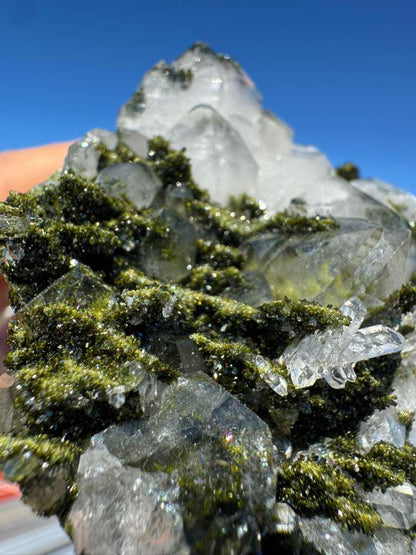 Epidote with Quartz (Biterminated Quartz) Cluster – High Grade Crystal Specimen from Turkey – 227g