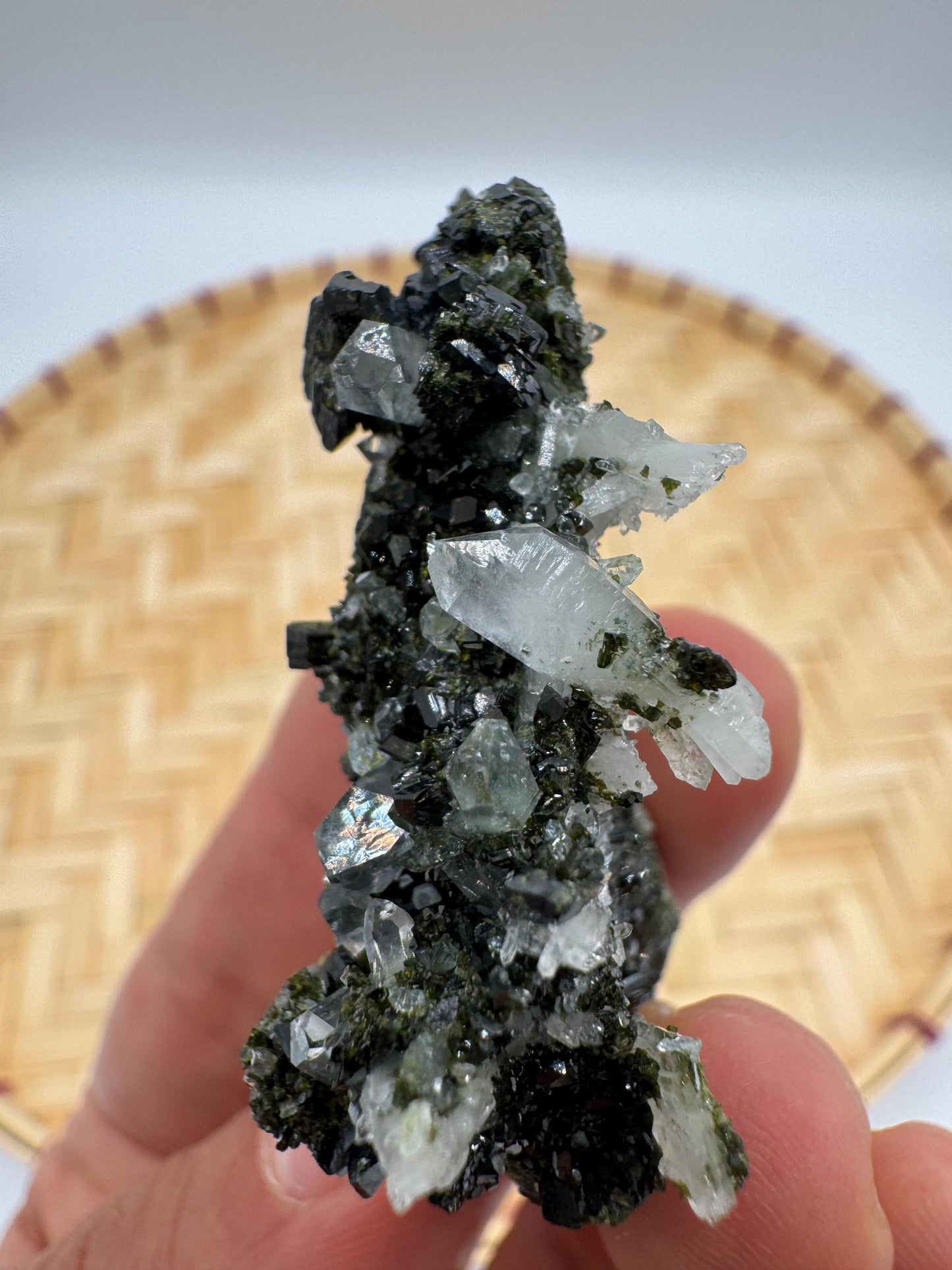 Black & Green Epidote with Quartz – Natural Crystal Specimen | Collector Mineral