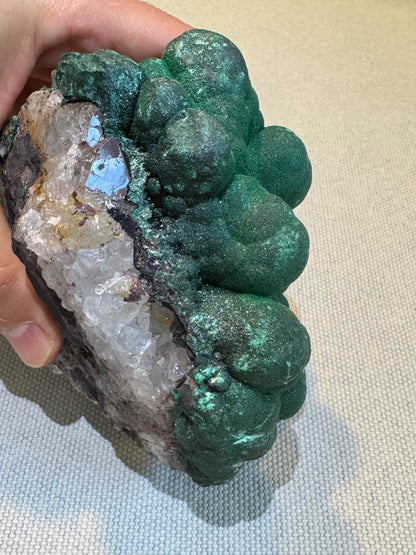 Malachite with Quartz Specimen: Rare Congo Mineral, Collectible Crystal