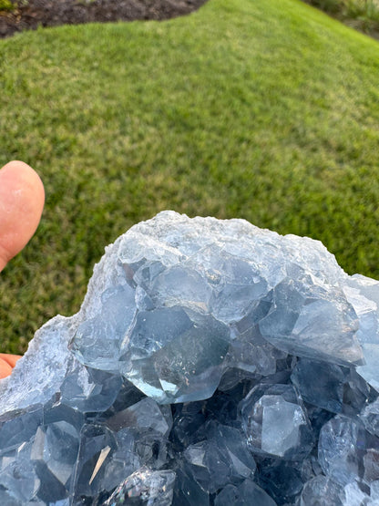 Celestite Moon-Shaped Cluster from Madagascar – Blue Celestine Geode