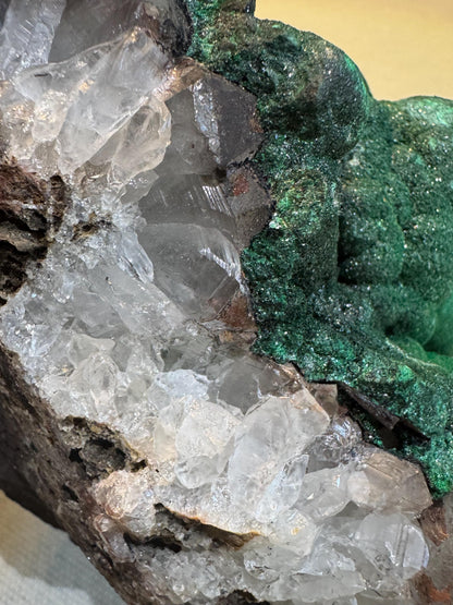 Malachite with Quartz Specimen: Rare Congo Mineral, Collectible Crystal