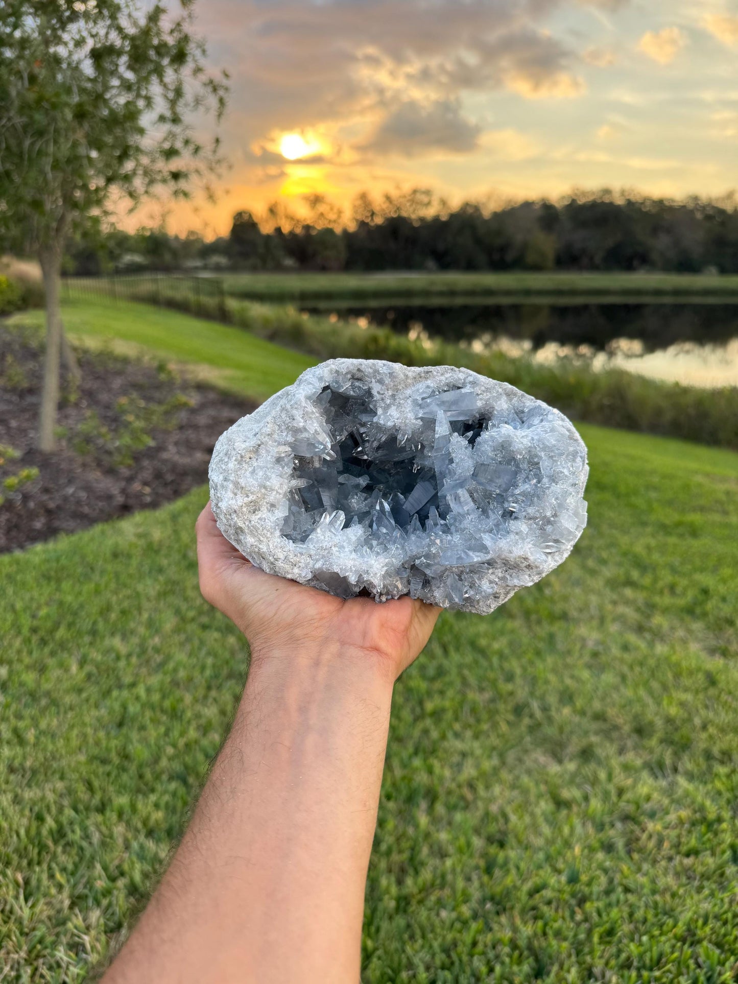 Large Celestite Geode from Madagascar – Rare Sharp Crystal Formation