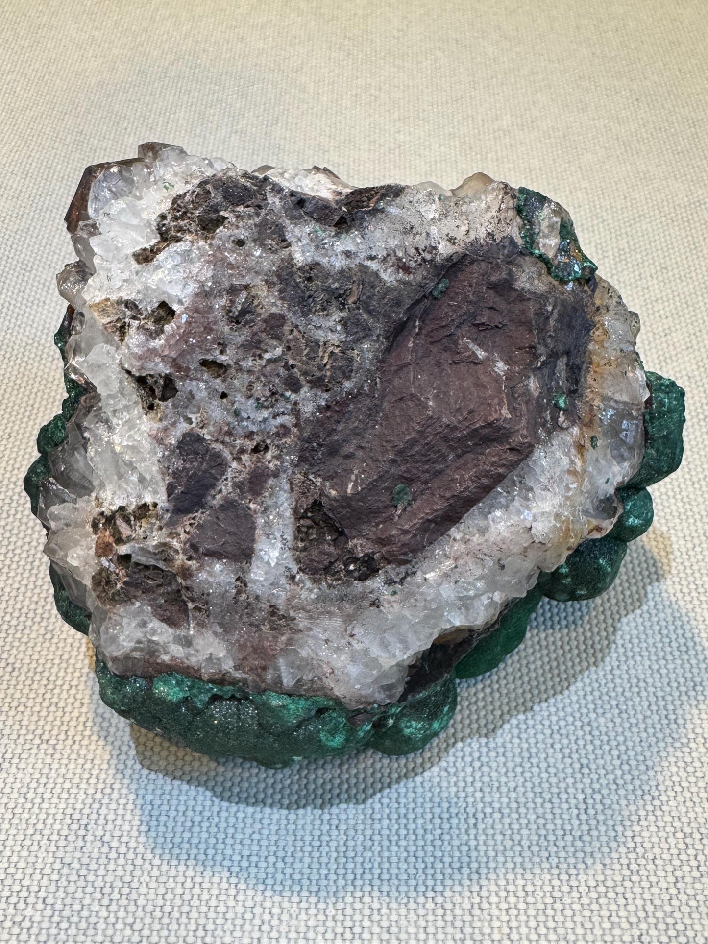 Malachite with Quartz Specimen: Rare Congo Mineral, Collectible Crystal