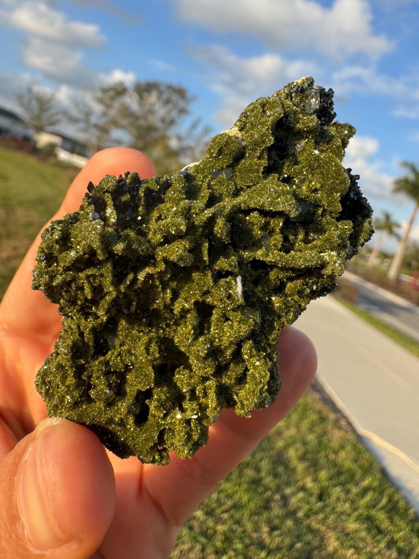 High-Grade Green Epidote with Quartz – Forest Green Crystal Cluster from Turkey
