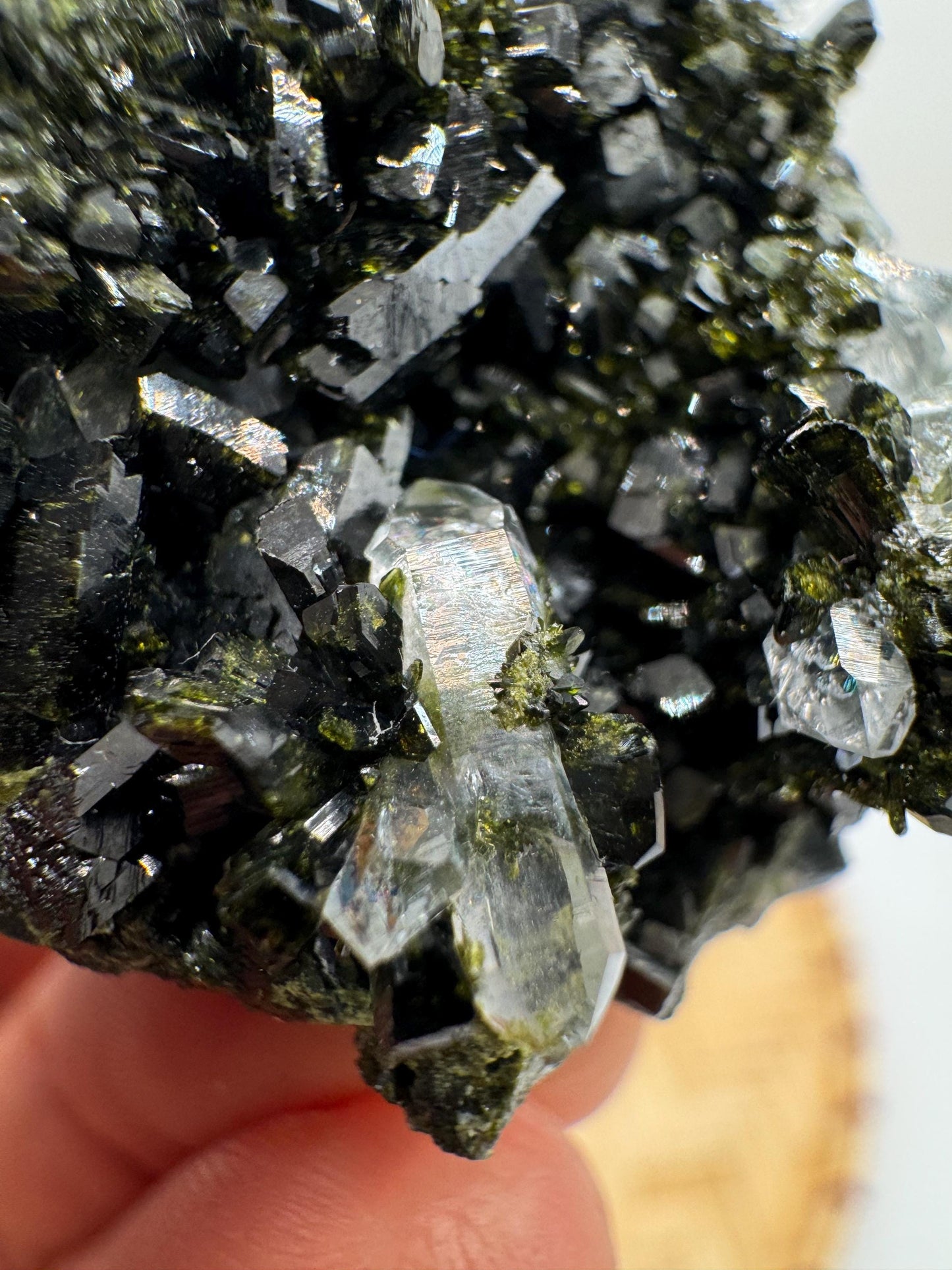 Black & Green Epidote with Quartz – Natural Crystal Specimen | Collector Mineral