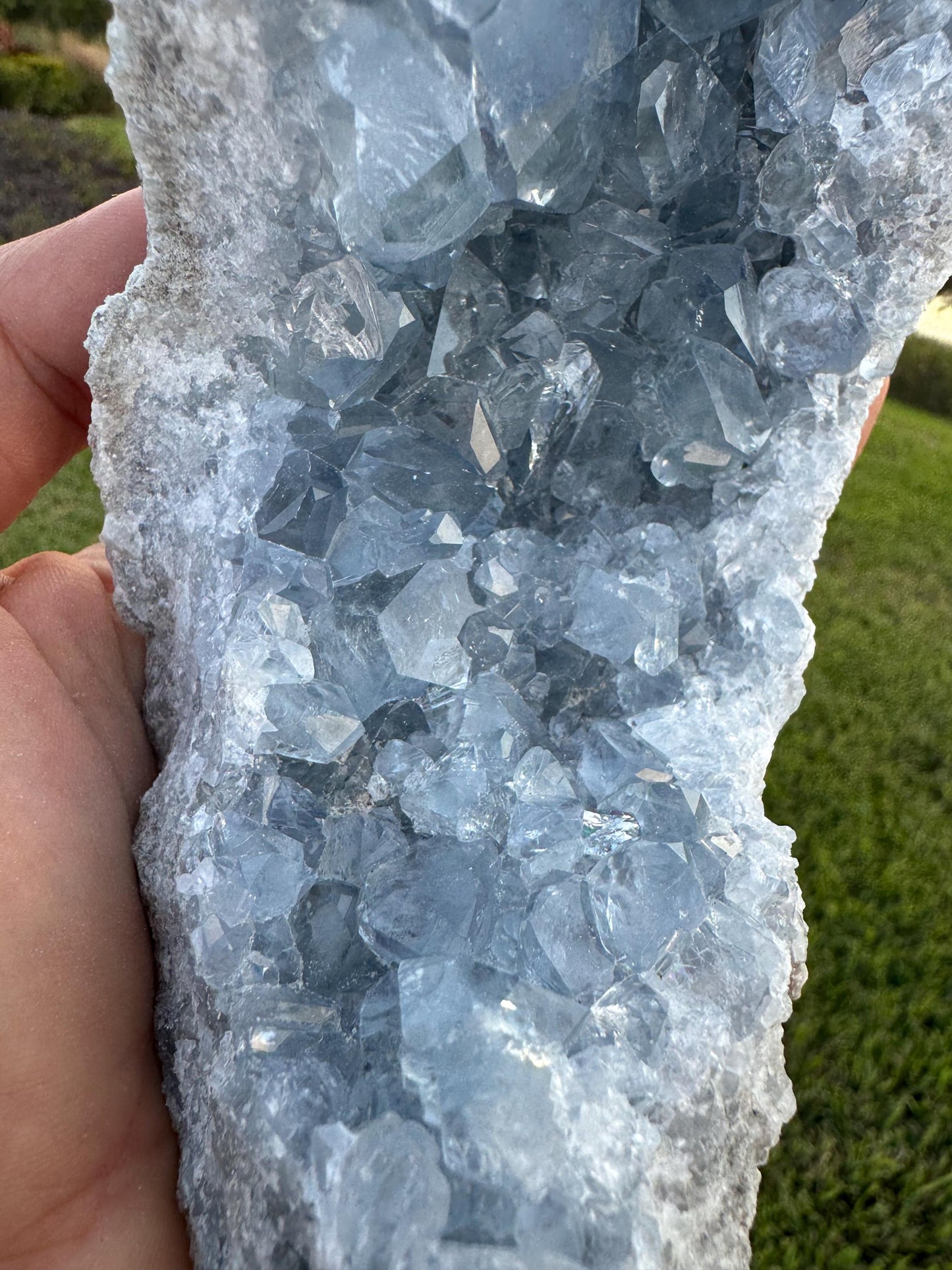 Celestite Moon-Shaped Cluster from Madagascar – Blue Celestine Geode