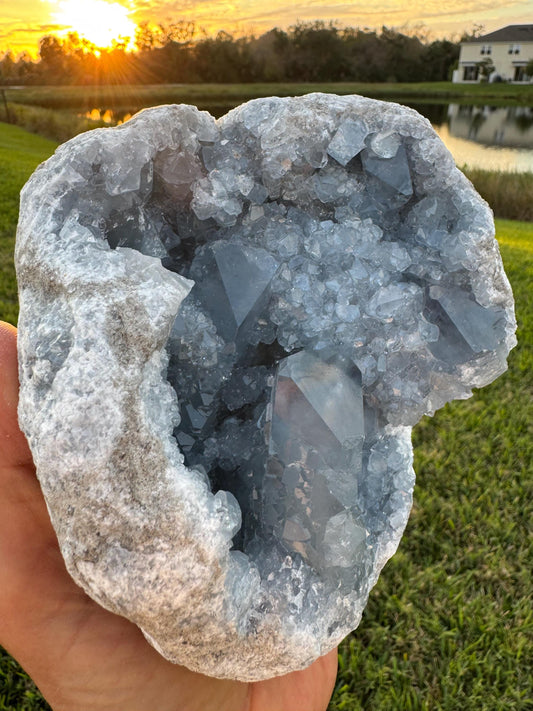 Large Celestite Geode with Massive Blue Crystals – Madagascar – Collector & Decorative Mineral Specimen