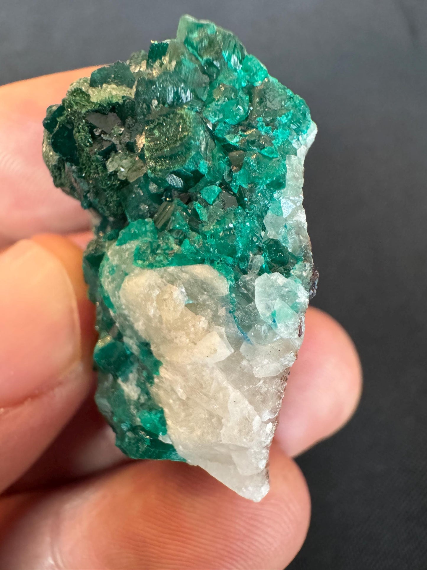 Emerald Green Dioptase on Quartz – Sparkling Collector Crystal Specimen (25 g)