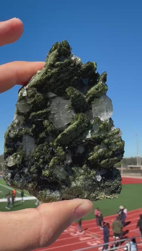 Epidote with Quartz – Sparkling Green Crystal Cluster – Turkey | Collector Specimen
